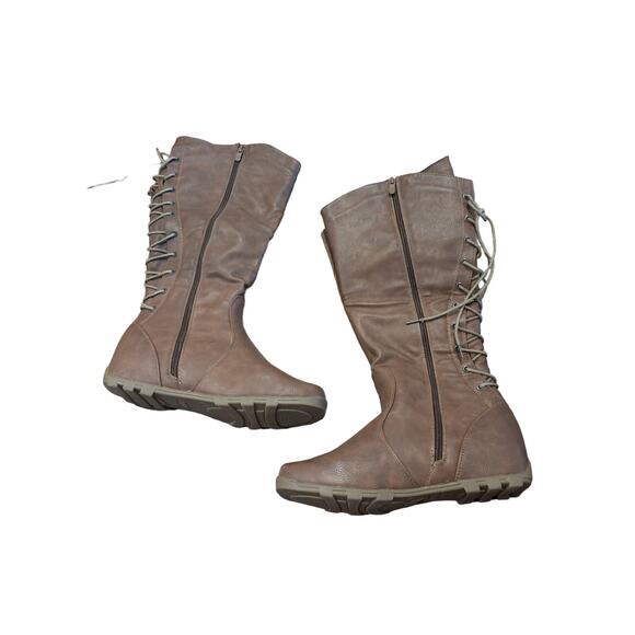 New Tall Flat Brown Boots size 8.5 by Top Moda - Picture 2 of 5